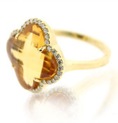 Diamond & Citrine Ring 18K Yellow Gold .96cttw Model NCR1507