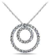 Diamond Double Circle Necklace 14K White Gold 1.09cttw Model SP33