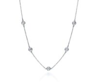 Diamond Necklace Bezel Set 14K White Gold 1.00cttw Model SJT02-10