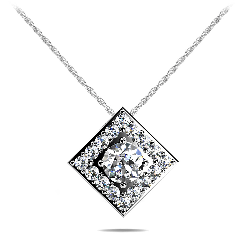 Diamond Necklace 14K White Gold .45cttw AFC-SP53