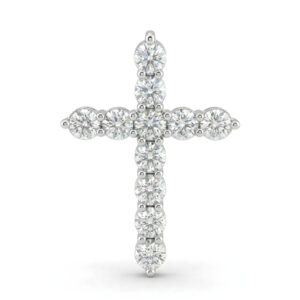 Eleven Stone Cross Pendant in 14K White Gold (AFC-PDIAL477)