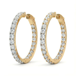 Diamond Hoop Earrings in 14K White & Yellow Gold (AFC-ERDIAL1067)