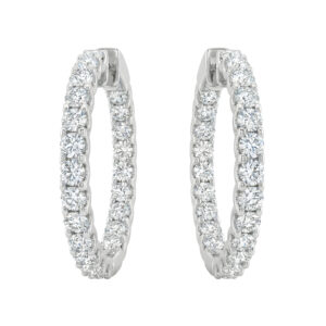 Diamond Hoop Earrings in 14K White Gold (AFC-ERDIAL219)