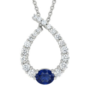 Diamond & Sapphire Necklace in 14K White Gold (AFC-GNG11LDW47BS)